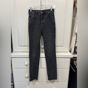 Pilcro Charcoal Jeans with Sky Blue Button